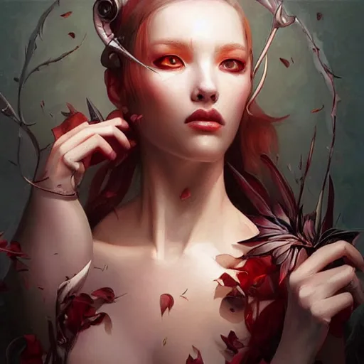 Image similar to a beautiful painting representative of the art style of artgerm + wlop + gerald brom