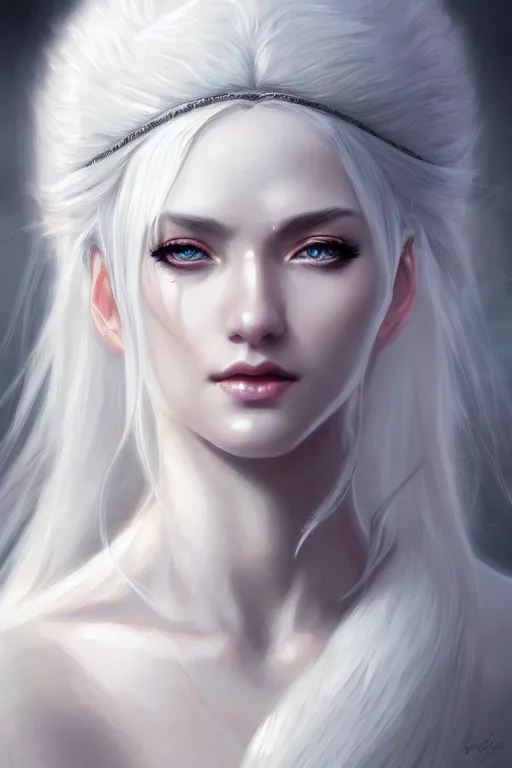 a beautiful white haired goddess girl, fantasy, | Stable Diffusion