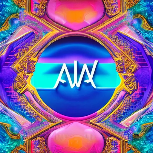 Image similar to a and w vaporwave logo, colorful, digital art, cosmic, 3 d high definition, trending on art station, photorealistic, high resolution, 8 k, octane, hyper detailed, insane details, intricate, elite, ornate, elegant trend, highly detailed and intricate, sharp focus, photography, unreal engine