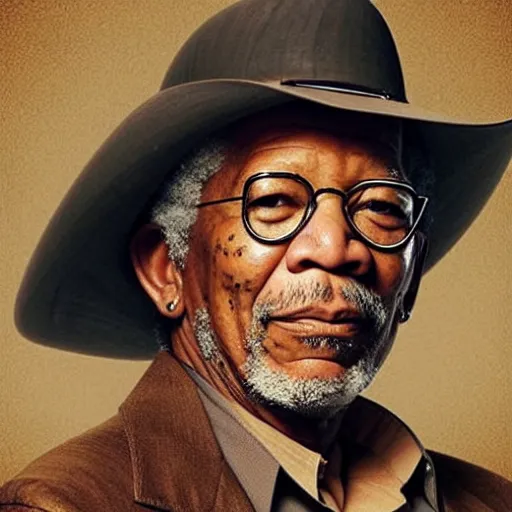 Image similar to Morgan Freeman in a western as imagined by Leonardo Davinci