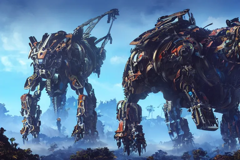 Image similar to bristleback machine mecha animal beast robot of horizon forbidden west horizon zero dawn bioluminiscence global illumination ray tracing hdr fanart arstation by sung choi and eric pfeiffer and gabriel garza and casper konefal