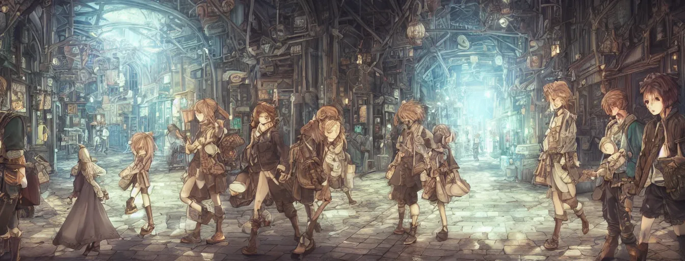 Image similar to are we all... heading... to our deaths? hyperrealistic anime illustration by iralki nadar, extremely detailed, intricate linework, super sharp focus, bright colors, octopath traveler, studio ghibli, unreal engine 5 highly rendered, global illumination, radiant light, detailed and intricate environment