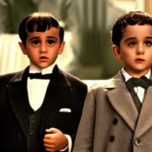 Image similar to still frame from anomalous copy of %The Godfather 2% where Fred Savage played young Vito Corleone.