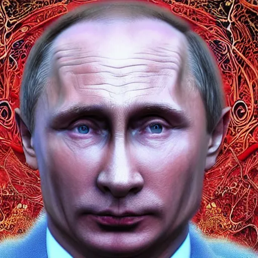 Image similar to vladimir putin became bloody ugly lovecraftian degenerate abomination, photo - realistic, color image, 2 k, highly detailed, bodyhorror, occult art, fractal structure