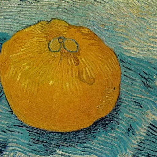 Prompt: a yellow Grapefruit wearing sunglasses and relaxing on the beach, by van gogh