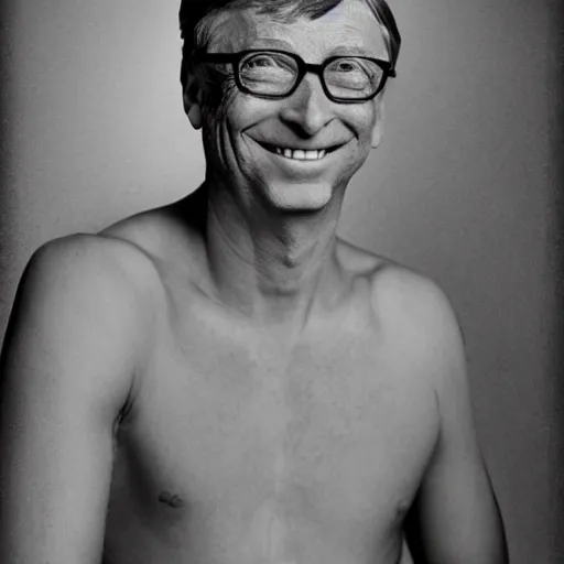 Prompt: Bill Gates with an shredded, toned, inverted triangle body type, by Gaston Bussiere, by Craig Mullins, XF IQ4, 150MP, 50mm, F1.4, ISO 200, 1/160s, natural light