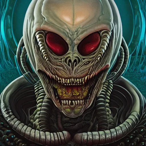 Image similar to scorn giger venom alien doom zdislaw bekinski horror hell alien tentacles, pixar style, by tristan eaton stanley artgerm and tom bagshaw.