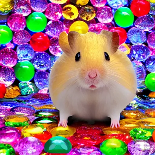 Image similar to rainbow hamster made out of large gems and crystals, 8 k hd