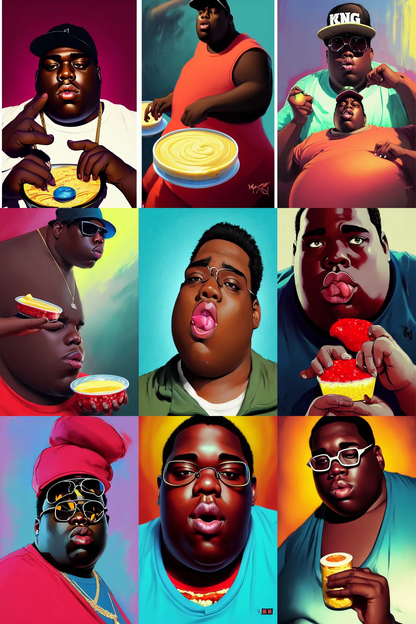 Prompt: the notorious b. i. g. as jell - o pudding jiggling as he's rapping, animation pixar style, shaded lighting poster by magali villeneuve, artgerm, jeremy lipkin and michael garmash, rob rey and kentaro miura style, trending on art station