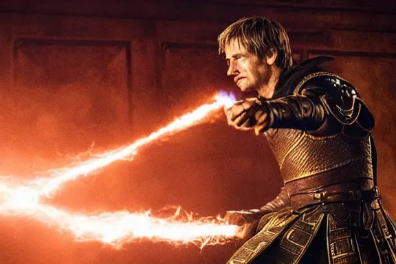 Image similar to very very intricate photorealistic photo of jaime lannister defeating cersei, photo is in focus with detailed atmospheric lighting, award - winning details