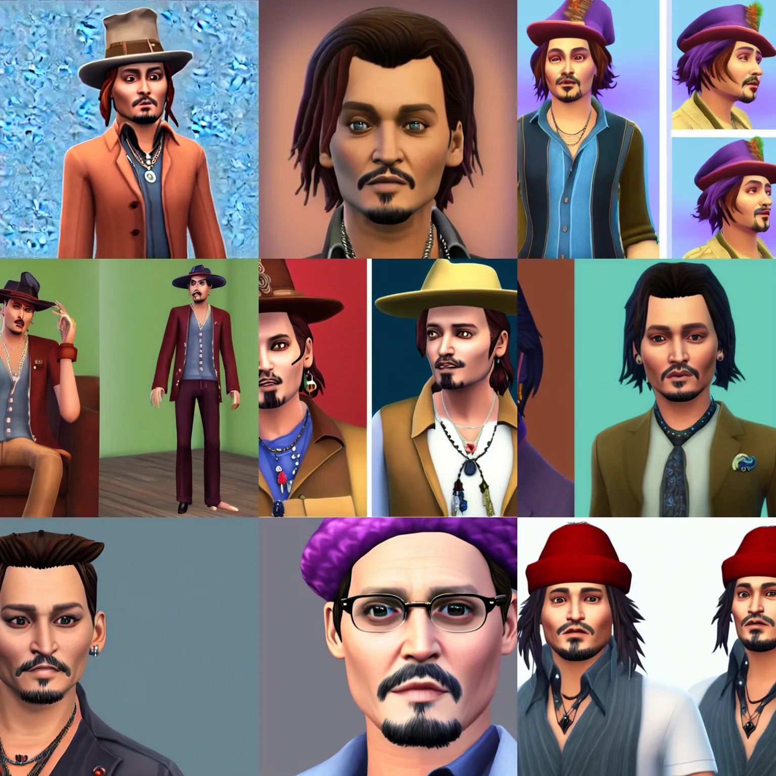 Prompt: johnny depp as a sims 4 character