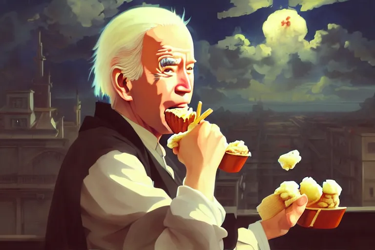 Prompt: baroque oil painting of anime key visual environment concept art of anime girl as joe biden, eating ice cream, brutalist, dark fantasy, rule of thirds, fake hidden detail, trending on pixiv fanbox, acrylic palette knife and brush, style of makoto shinkai studio ghibli genshin impact jamie wyeth james gilleard greg rutkowski