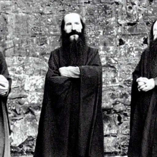 Prompt: photo of breton monks looking like rasputin