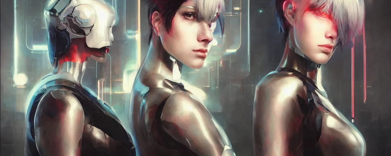 Prompt: a portrait of hi-tech android from ghost in the shell,by Stanely Artgerm,Tom Bagshaw,Andrei Riabovitchev,aaron horkey,Greg Rutkowski,trending on pinterest,full of color,luxury,mythological,sacred,religious,ultra realistic,high detail,concept art,golden ratio,cinematic lighting