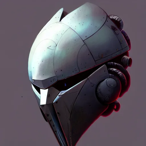 Image similar to detailed concept art of a destiny inspired robot helmet, muted color palette, trending on artstation, award - winning video game concept art by jim burns and greg rutkowski, beksinski, a sci - fi concept art masterpiece, james gilleard, bruegel, alphonse mucha, and yoshitaka amano.