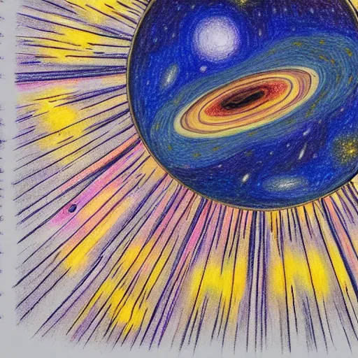 Prompt: Liminal space in outer space, colored pencil art