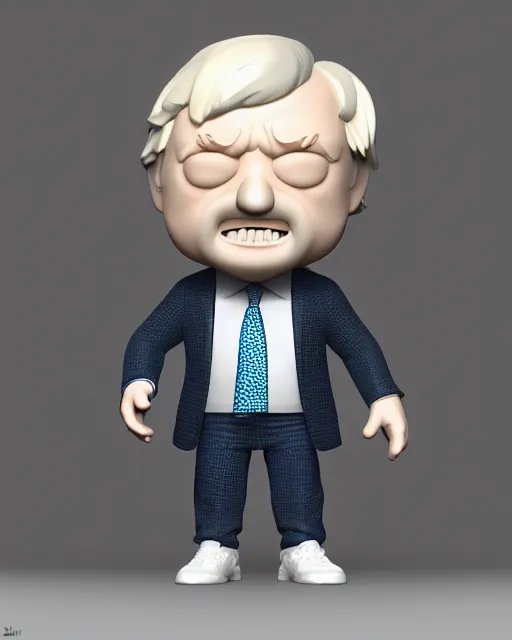 Image similar to full body 3d render of funko pop boris johnson as a funko pop, studio lighting, white background, blender, trending on artstation, 8k, highly detailed