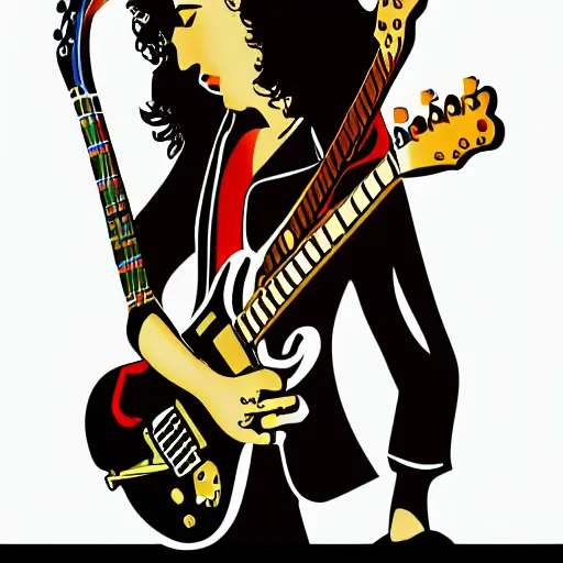 Image similar to 1 9 7 0 - young - jimmy page from led zepelin playing - guitar - solo, sticker - art, svg vector, adobe - illustrator