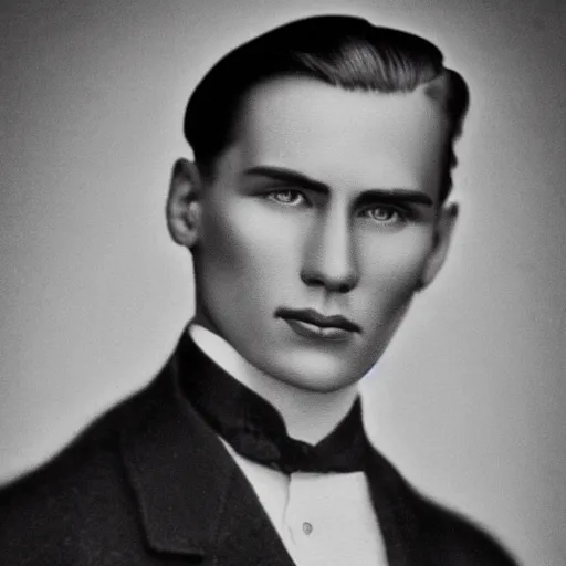 Image similar to A photograph portrait of Jerma985 with slicked back hair in the early 1900s, taken in the early 1900s, grainy, taken on a early 1900s Kodak Camera, realistic, hyperrealistic, very realistic, highly detailed, very detailed, extremely detailed, detailed, digital art, trending on artstation