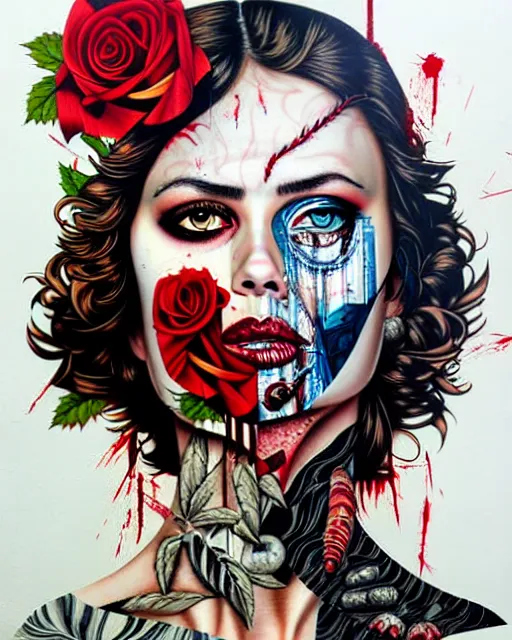 Prompt: horror and blood and rose with sea and ocean intricate details by Sandra Chevrier