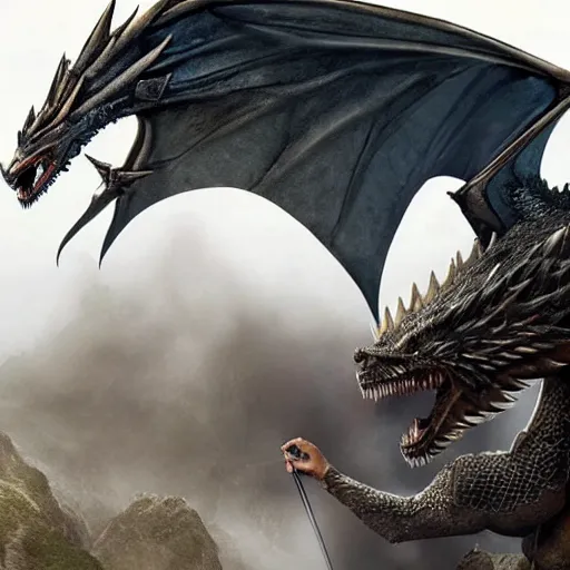 Image similar to Vladimir Putin riding a dragon from Game of Thrones