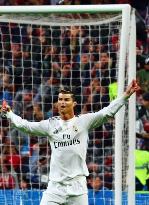 Prompt: cristiano ronaldo after scoring a goal