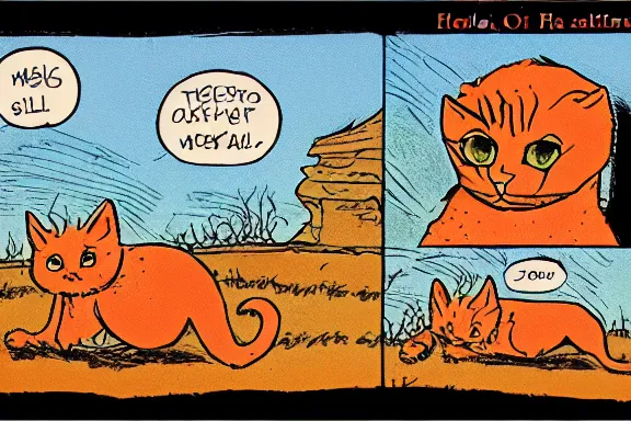 Prompt: a very intricate panel of the comic heathcliff starring heathcliff the orange cat, award - winning crisp details