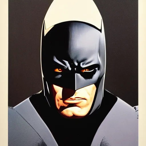 Image similar to portrait of Batman by syd mead and moebius, hyperrealistic, 8k