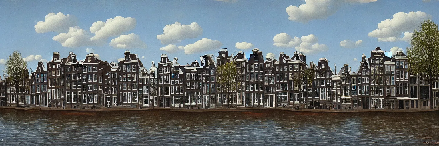 Prompt: amsterdam painting magritte