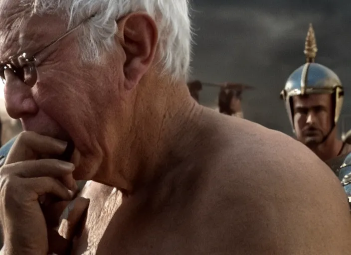 Image similar to film still of bernie sanders as leonidas in 3 0 0 movie, 8 k