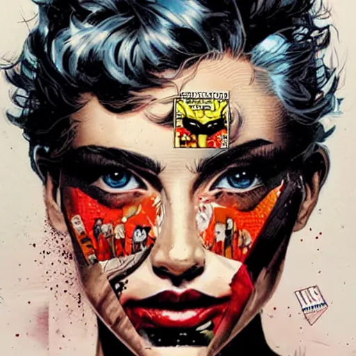 Image similar to The most beautiful person in the world, by MARVEL comics and Sandra Chevrier