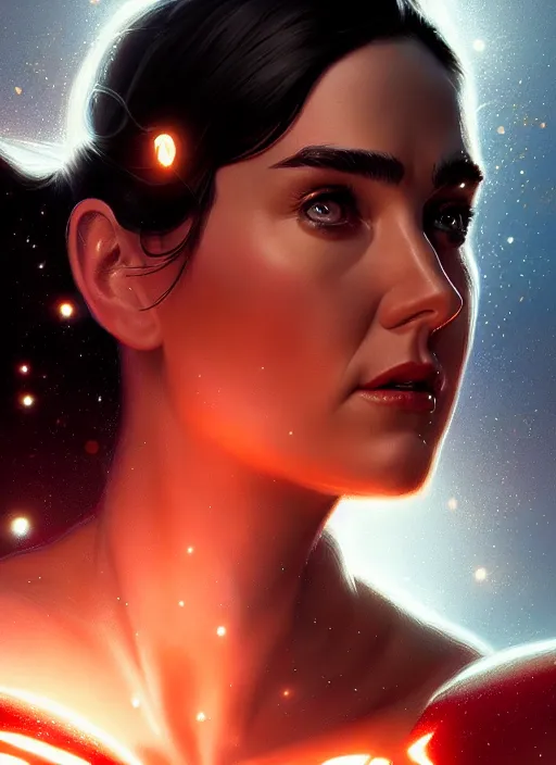 Prompt: portrait of darna young jennifer connelly, intricate, elegant, glowing lights, highly detailed, digital painting, artstation, glamor pose, concept art, smooth, sharp focus, illustration, art by wlop, mars ravelo and greg rutkowski