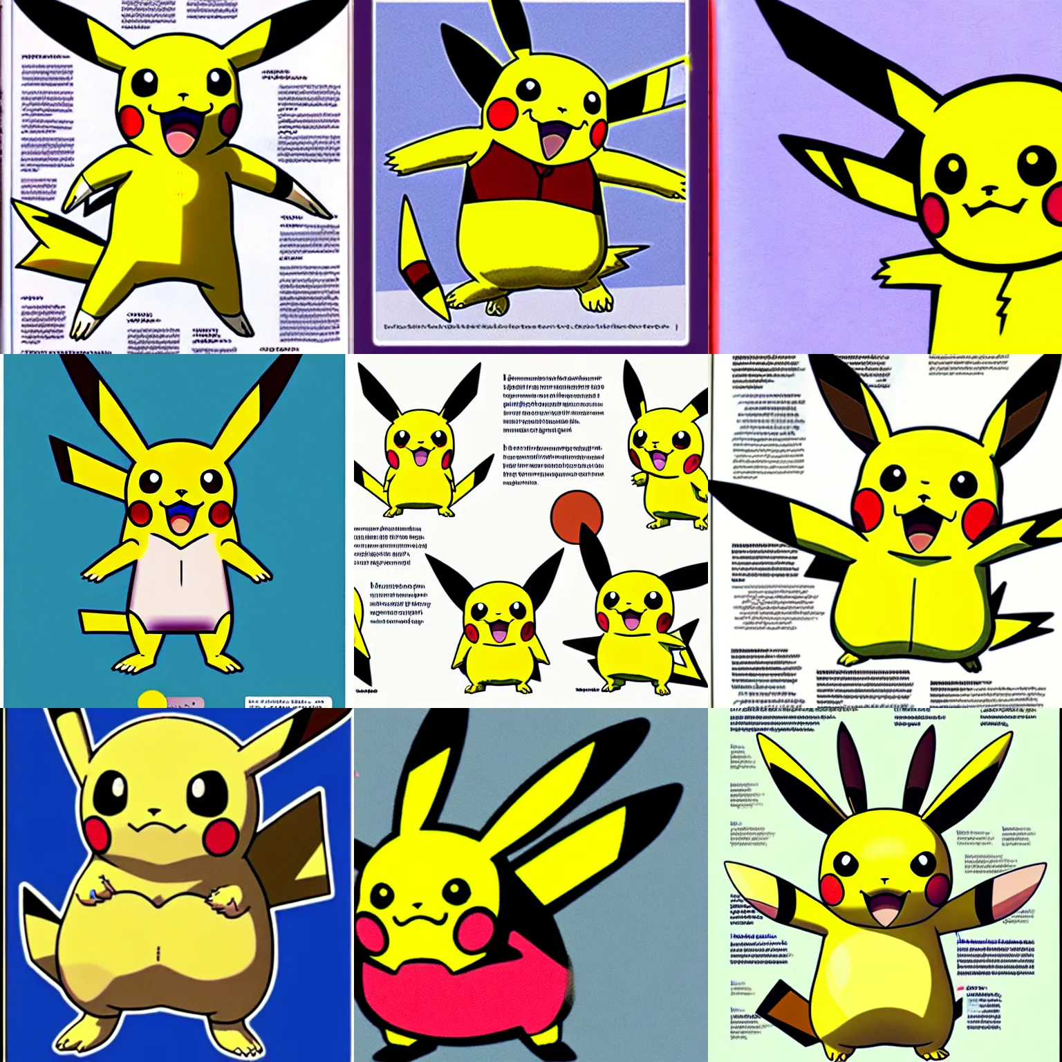 Prompt: an illustration from a science book showing the anatomy of the pokemon pikachu. highly detailed colorful anatomy