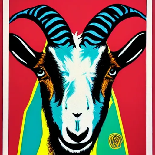 Image similar to goat, portrait, pop art