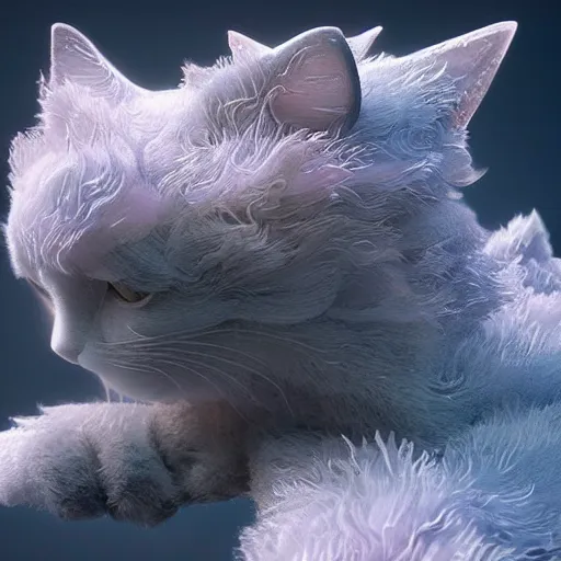 Prompt: a beautifull intricate cute 3 d cat made of fractal, pastel color, unreal engine, by octane render by ellen jewett