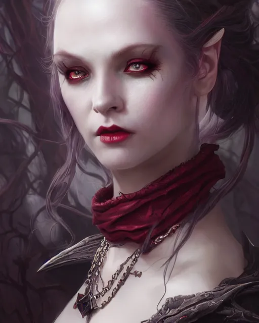 Image similar to dark vampire princess, highly detailed, d & d, fantasy, highly detailed, digital painting, trending on artstation, concept art, sharp focus, illustration, global illumination, shaded, art by artgerm and greg rutkowski and fuji choko and viktoria gavrilenko and hoang lap