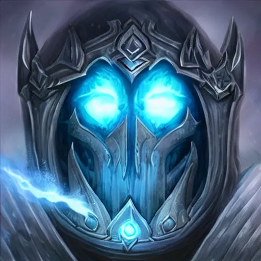 Prompt: world of warcraft lich king profile picture with large chin