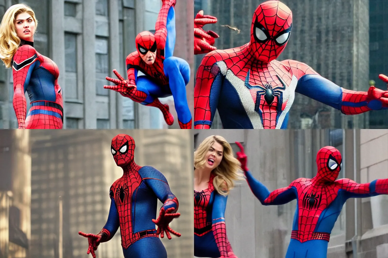 Prompt: a still of kate upton as spiderman in the film spider - man 2, high definition, high detail