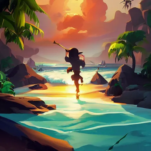 Image similar to painting treasure on sea of thieves game smooth median photoshop filter cutout vector, behance hd by jesper ejsing, by rhads, makoto shinkai and lois van baarle, ilya kuvshinov, rossdraws global illumination