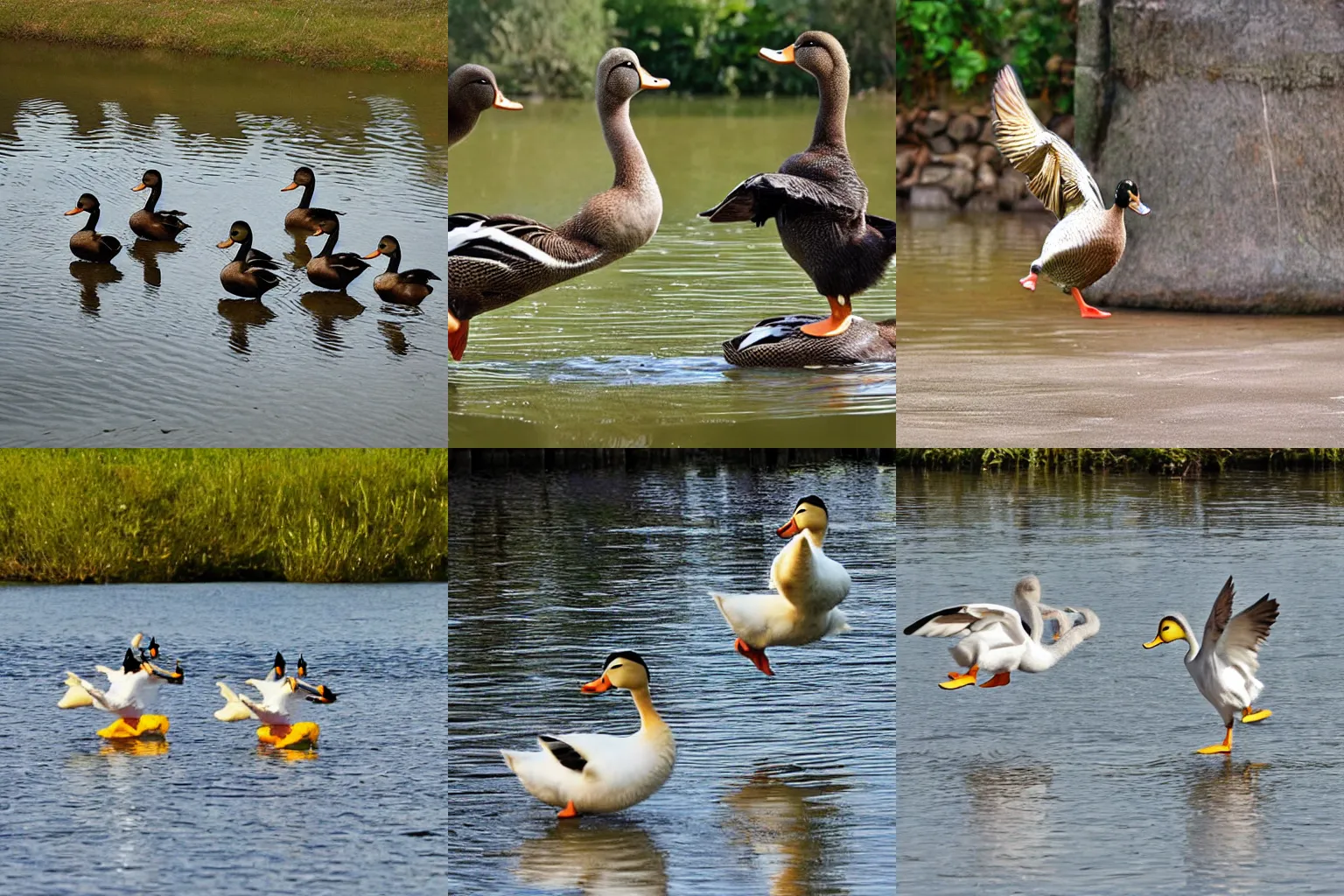 Prompt: ducks practicing kung fu.