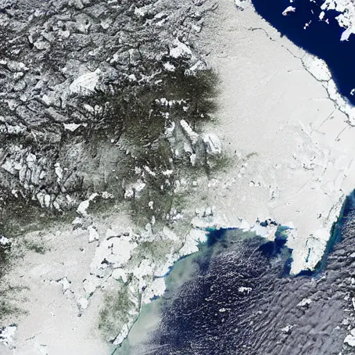 Image similar to a satellite image of the Netherlands in the snow