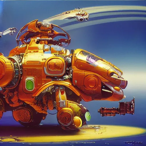 Image similar to a bio - mechanical robotic hamster mecha, moebius, chris foss, paul lehr, highly detailed, sharp, oil on canvas, 8 k, 4 k