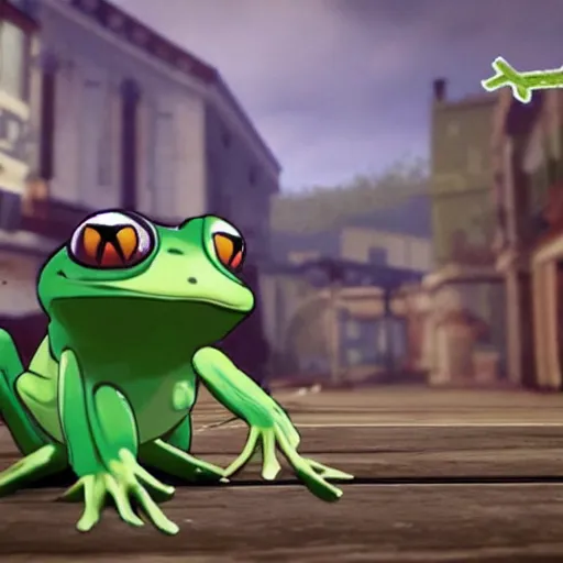 Image similar to frog pokemon, wes anderson, screenshot from call of duty black ops 2