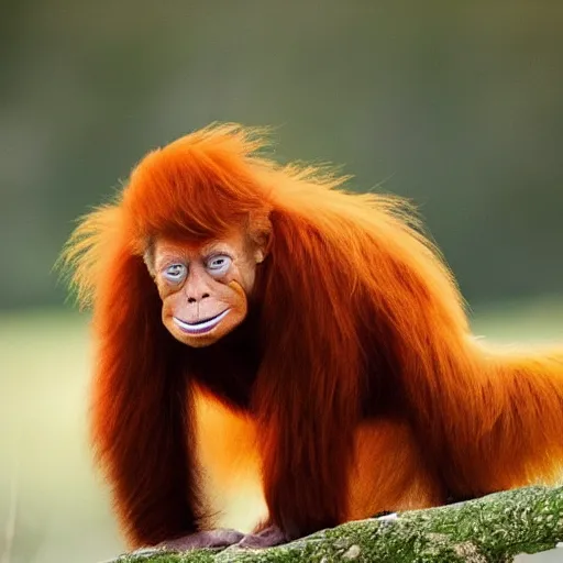 Prompt: a donald - trump - orang - outang hybrid, wildlife photography