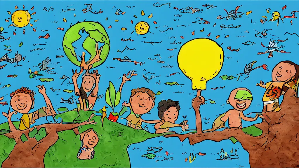 Prompt: climate change children's illustration