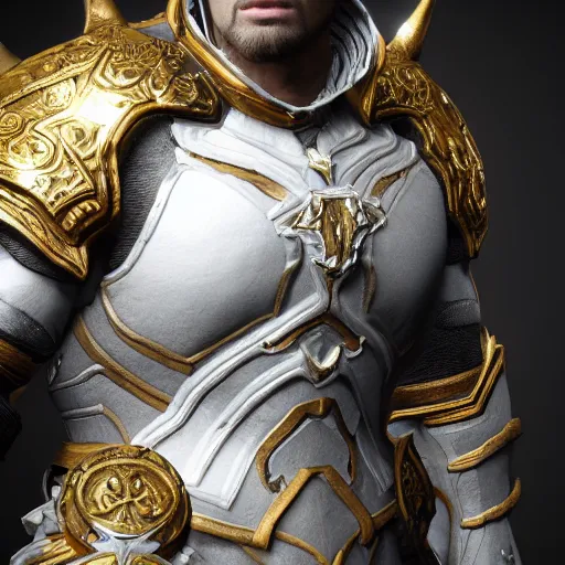 Image similar to a photo of 8k ultra realistic Invincible, full body, diablo, intricate white and gold armor, sword, ornate, cinematic lighting, hyperrealistic, focused, high details, unreal engine 5, cinematic, Trending on artstation, artstationHD, artstationHQ, 4k, 8k