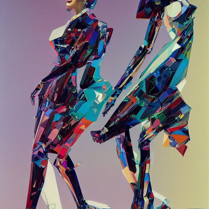 Prompt: shenzhen queen, full body, high fashion, futurism, aerodynamic, flowing, intricate, slick, highly detailed, digital painting, vogue, concept art, smooth, sharp focus, hd, art by syd mead and john berkey and annie leibovitz