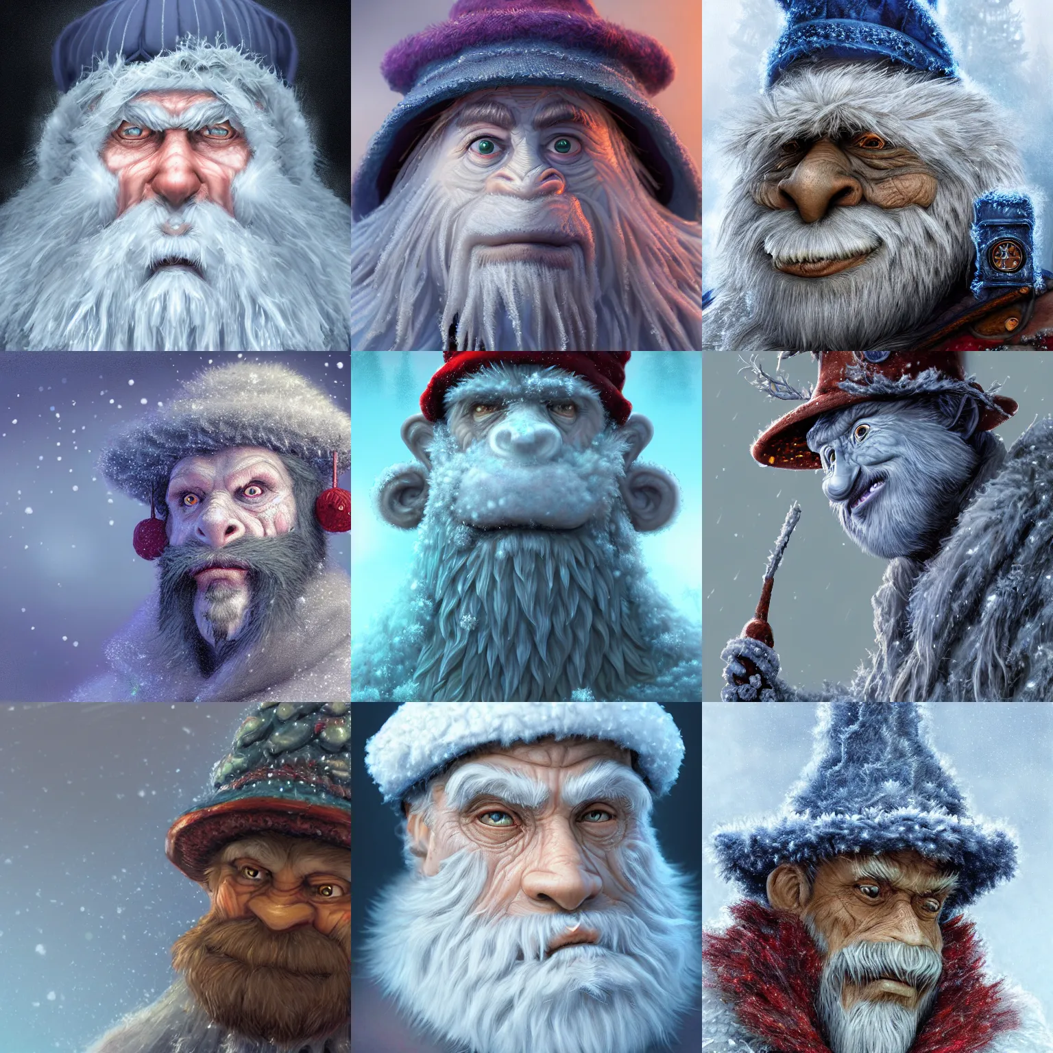 Prompt: a wlop 3 d render of very very very very highly detailed beautiful mystic portrait of a horror frost ape mage with stylish hat and frosty background by anton pieck, intricate, extremely detailed, micro detail, digital painting, artstation, concept art, smooth, sharp focus, illustration, intimidating lighting, incredible art,