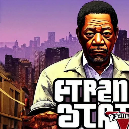 Image similar to !dream Gangster Morgan Freeman in GTA V Cover art