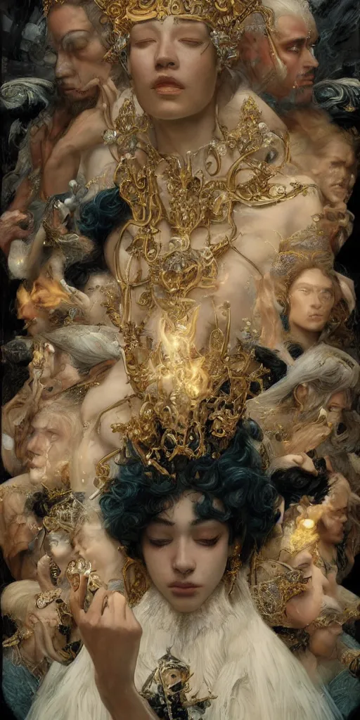 Image similar to queen, masterpiece by Edgar Maxence and Ross Tran and Michael Whelan, 8k, octane render